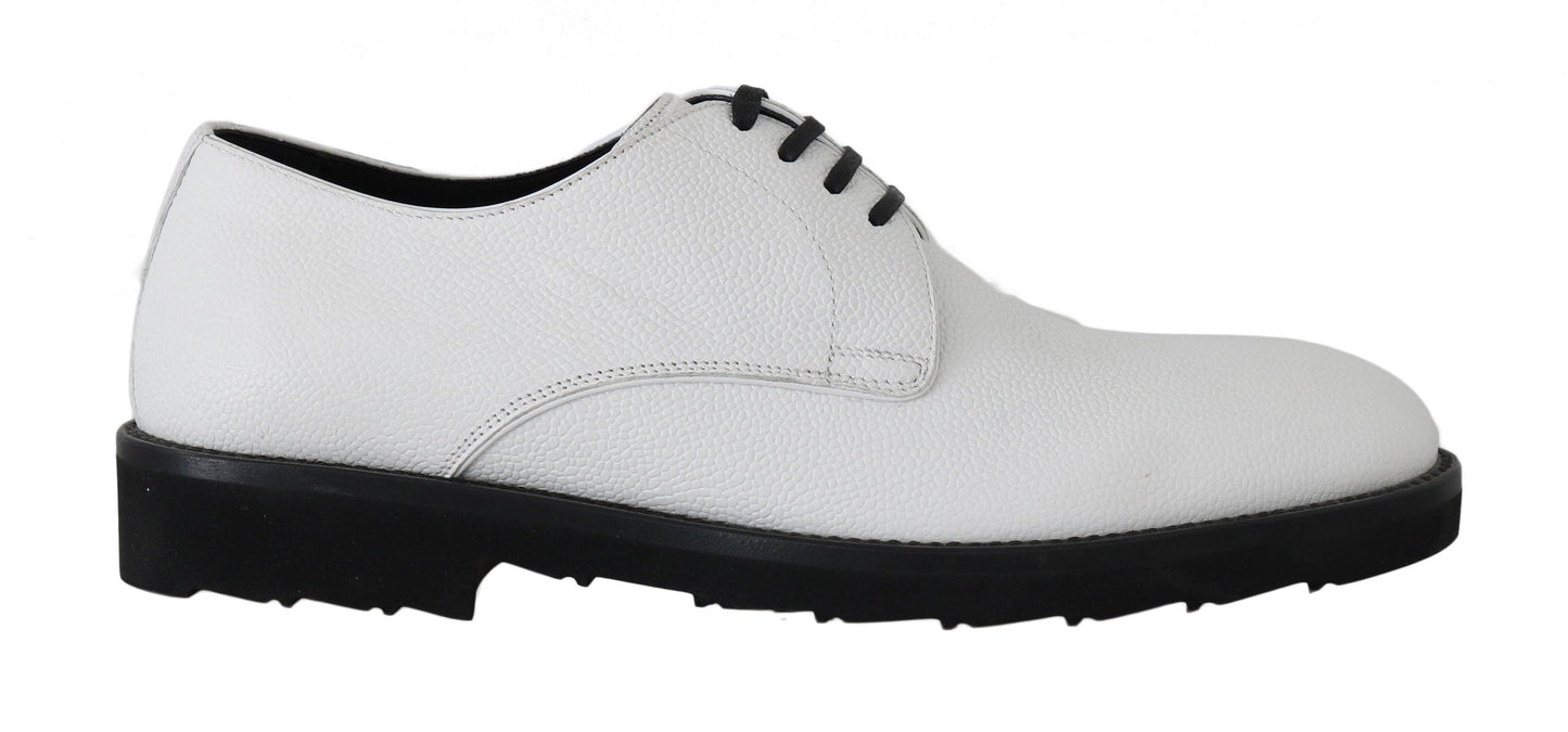 Dolce & Gabbana Elegant White Formal Leather Shoes - Arichezz.store