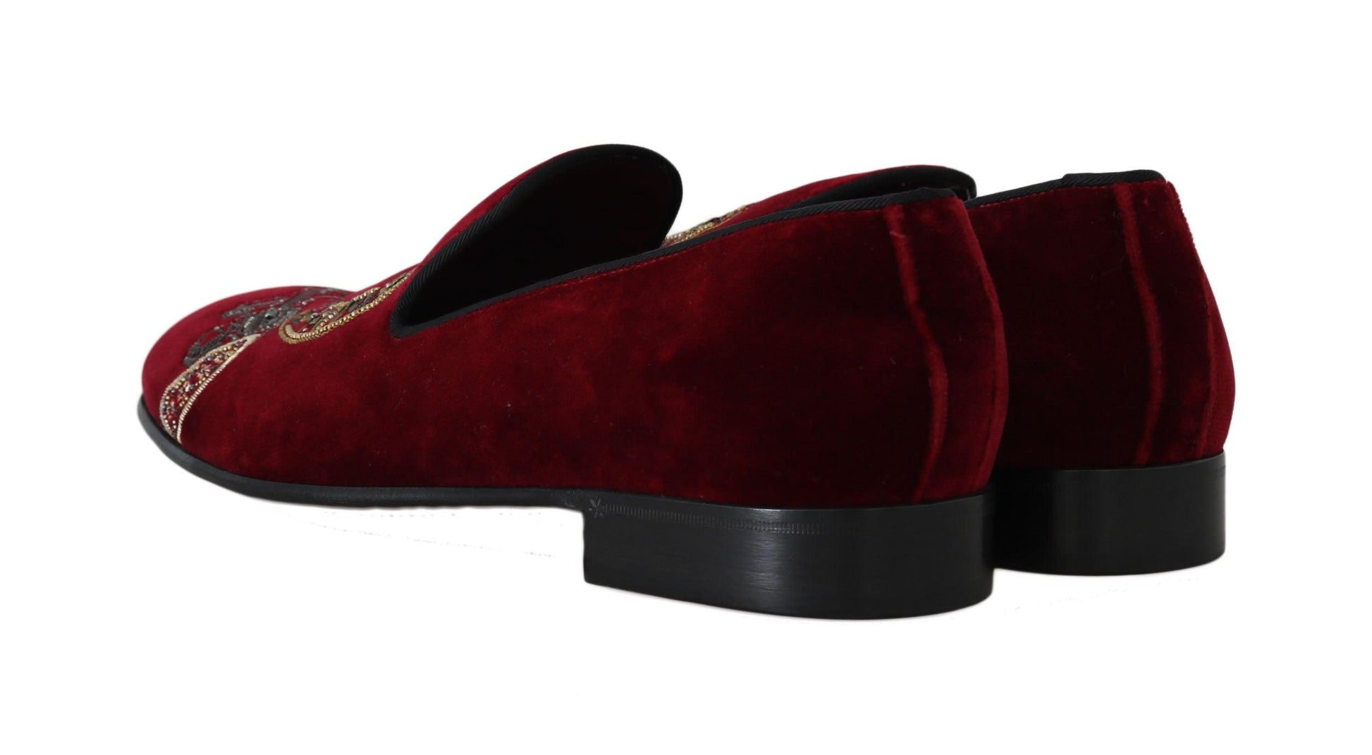 Dolce & Gabbana Bordeaux Velvet Sequined Men's Loafers - Arichezz.store