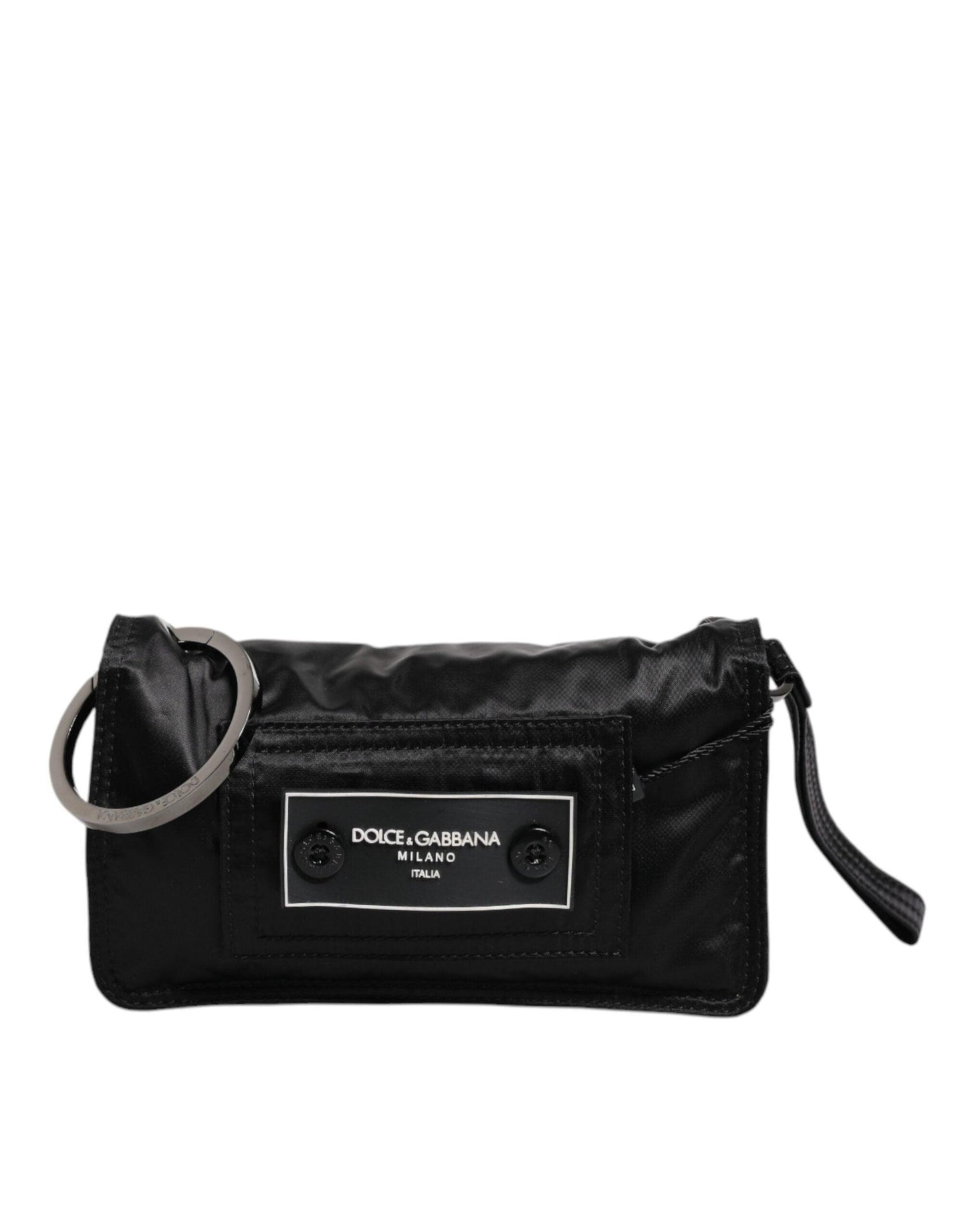 Dolce & Gabbana Black Fabric Logo Two Way Clutch Crossbody Bag - Arichezz.store