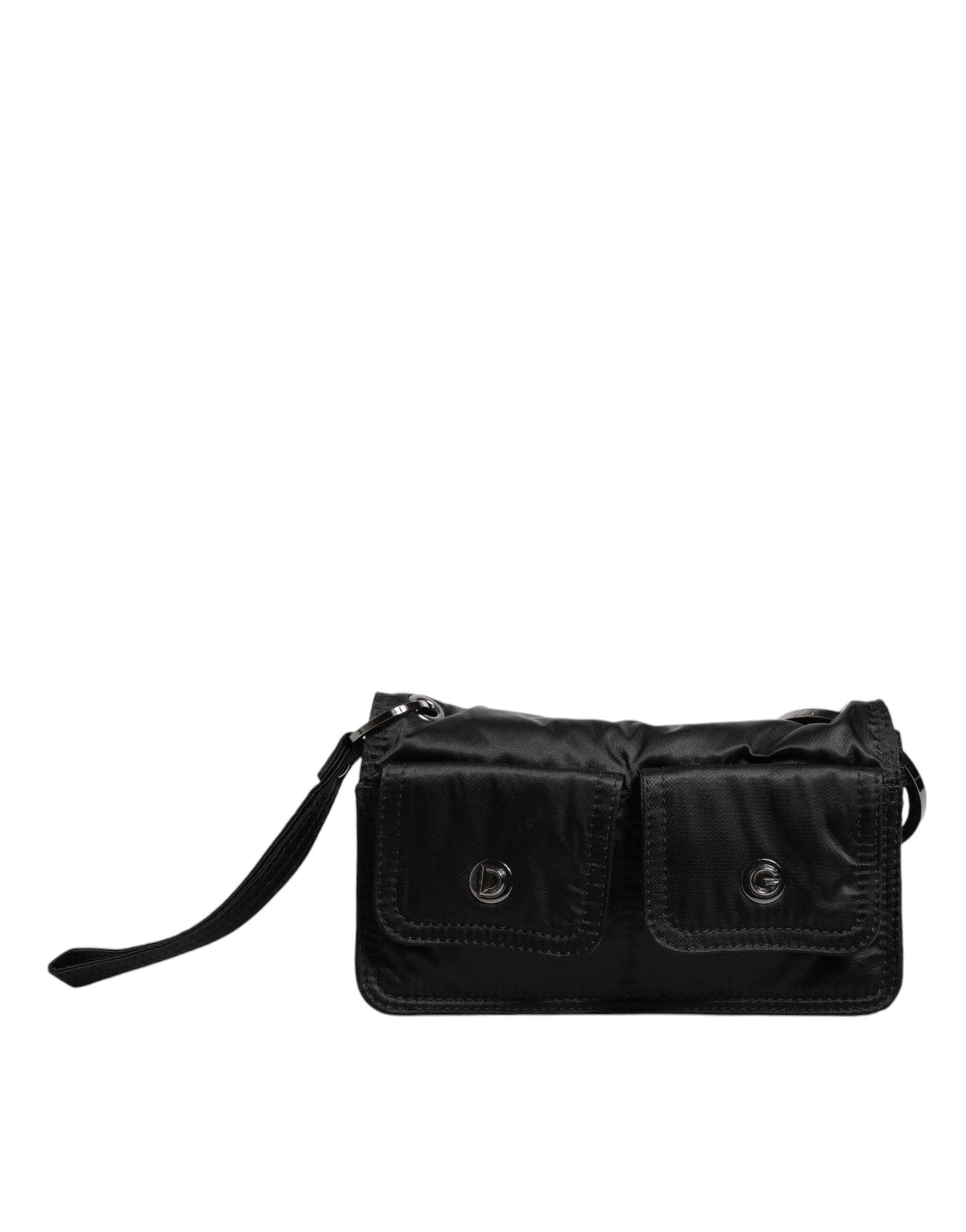 Dolce & Gabbana Black Fabric Logo Two Way Clutch Crossbody Bag - Arichezz.store