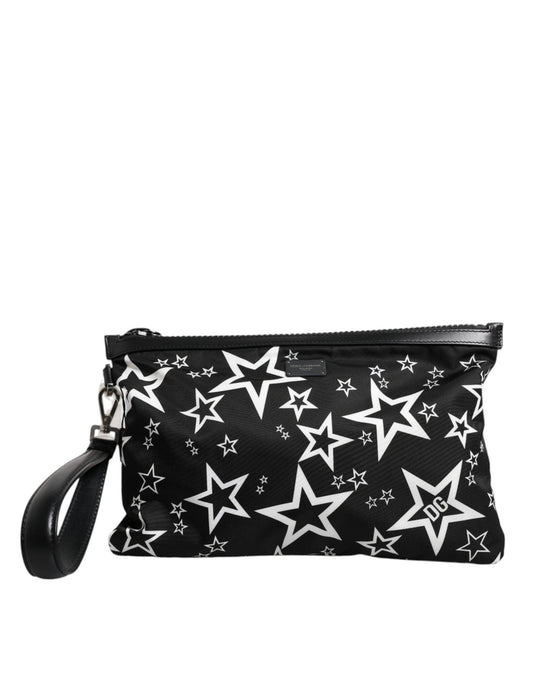 Dolce & Gabbana Black White Stars Pattern Clutch Pouch Bag - Arichezz.store