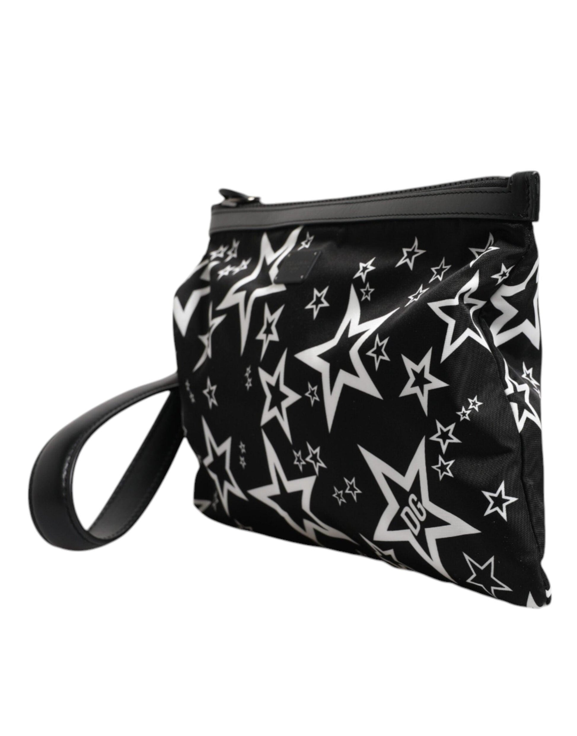 Dolce & Gabbana Black White Stars Pattern Clutch Pouch Bag - Arichezz.store