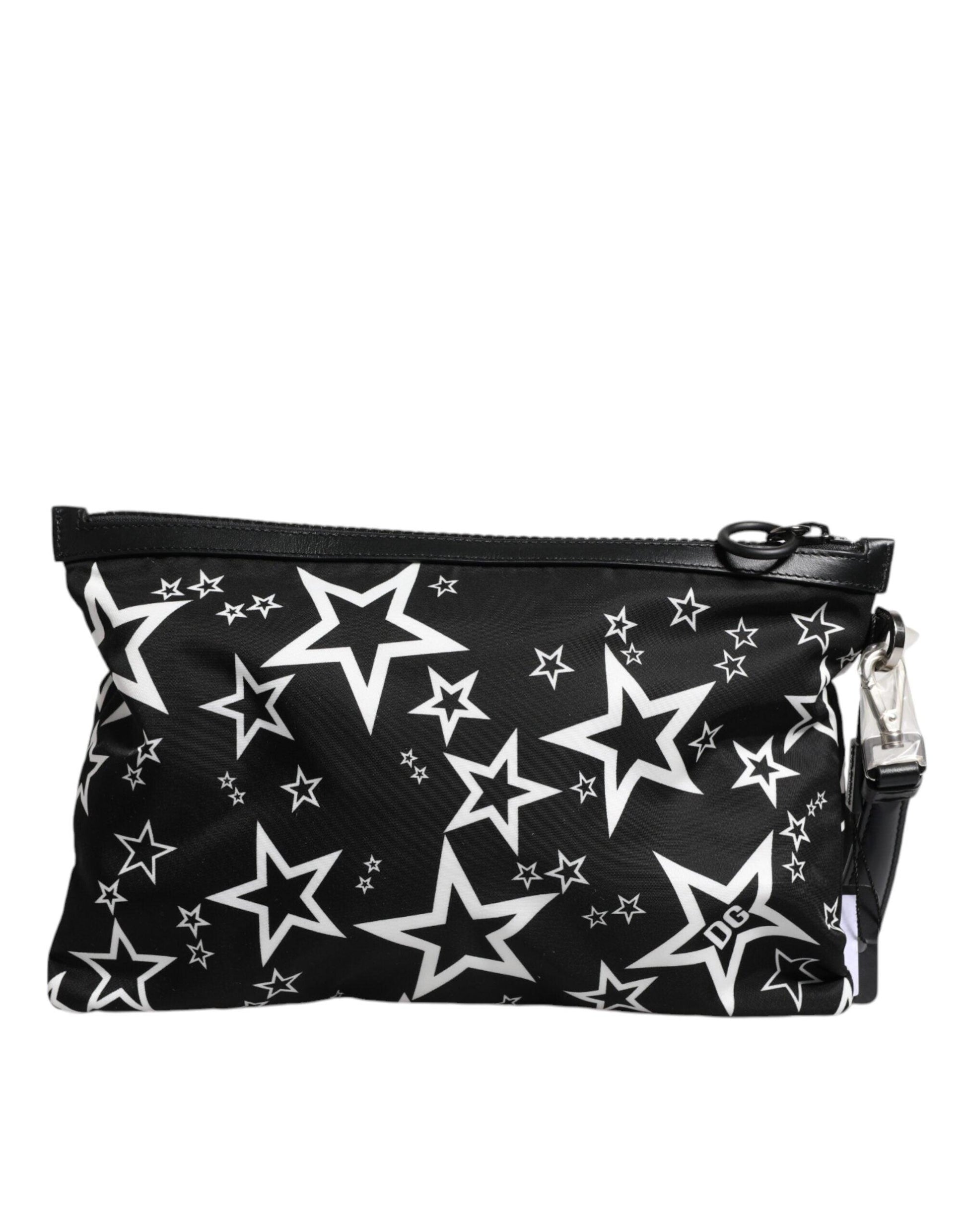 Dolce & Gabbana Black White Stars Pattern Clutch Pouch Bag - Arichezz.store