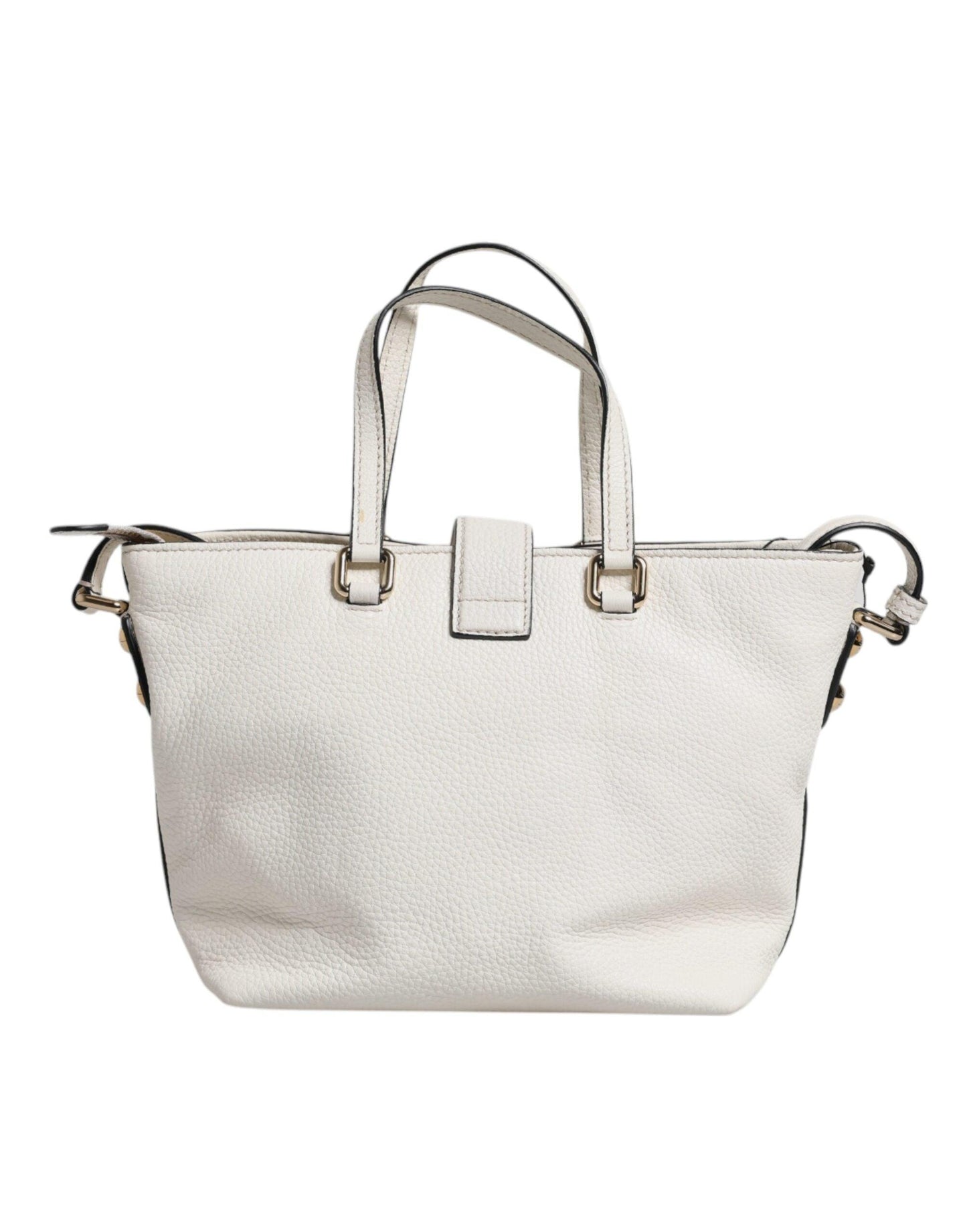 Dolce & Gabbana White Leather Top Handle Tote Crossbody Bag - Arichezz.store