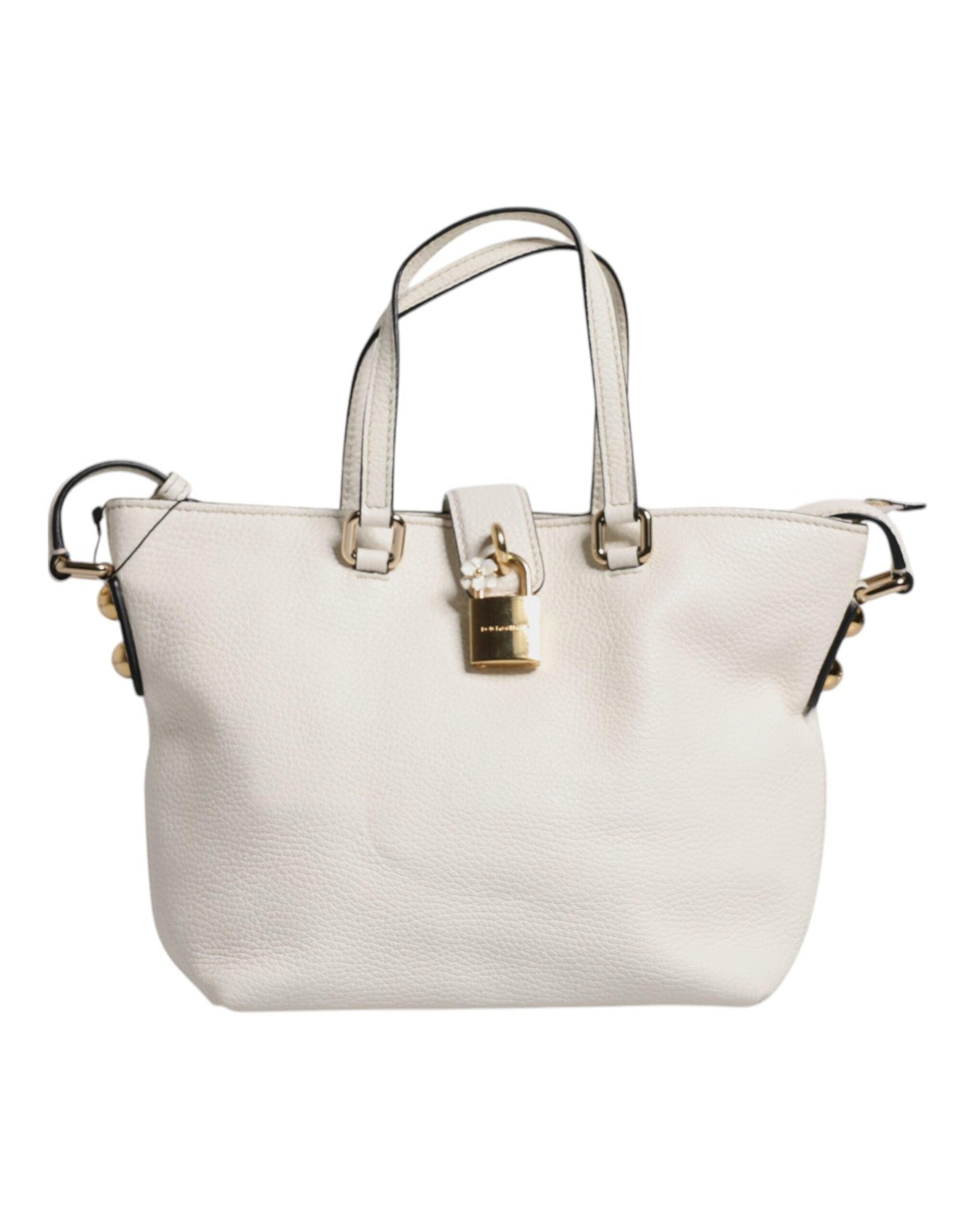 Dolce & Gabbana White Leather Top Handle Tote Crossbody Bag - Arichezz.store