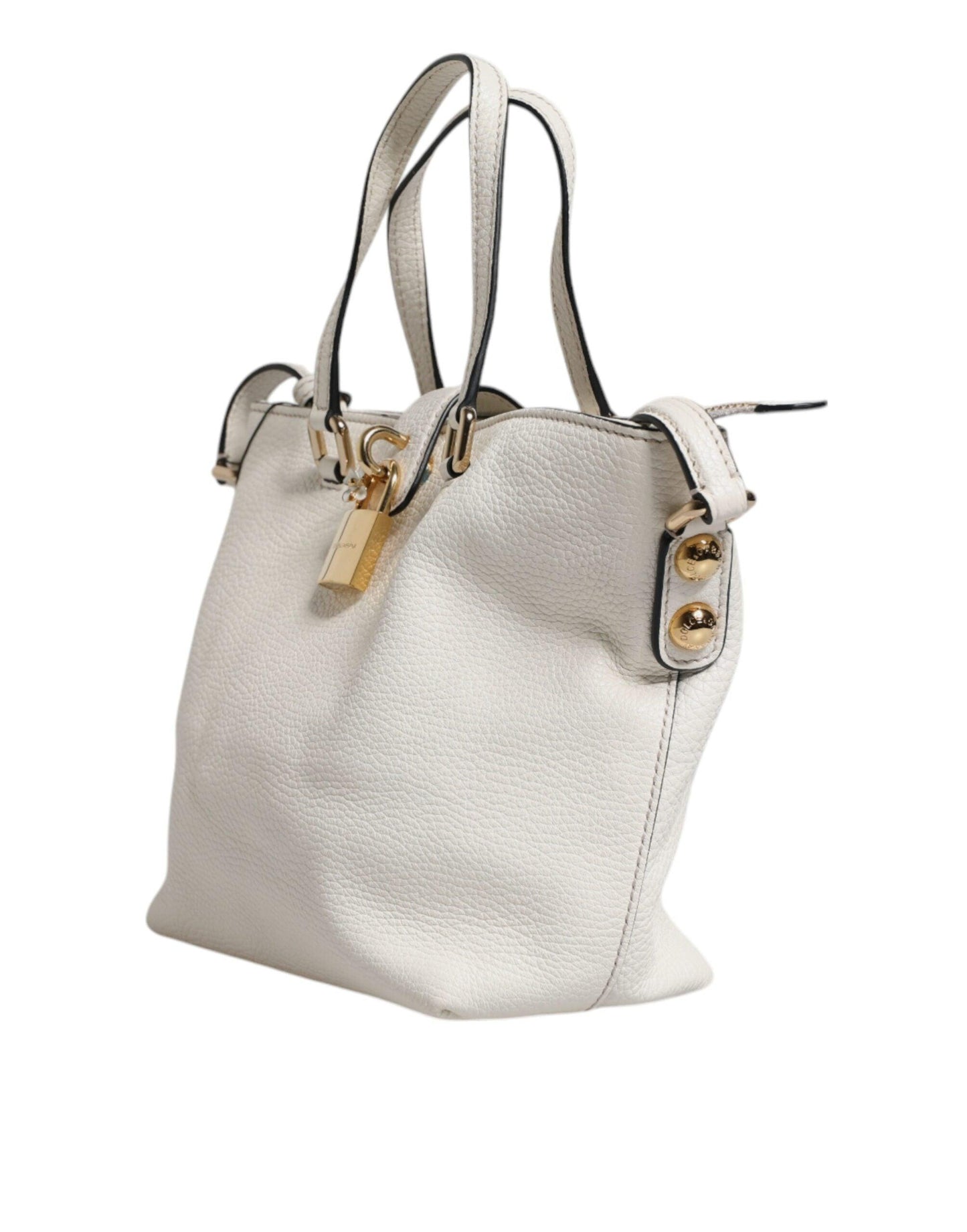 Dolce & Gabbana White Leather Top Handle Tote Crossbody Bag - Arichezz.store