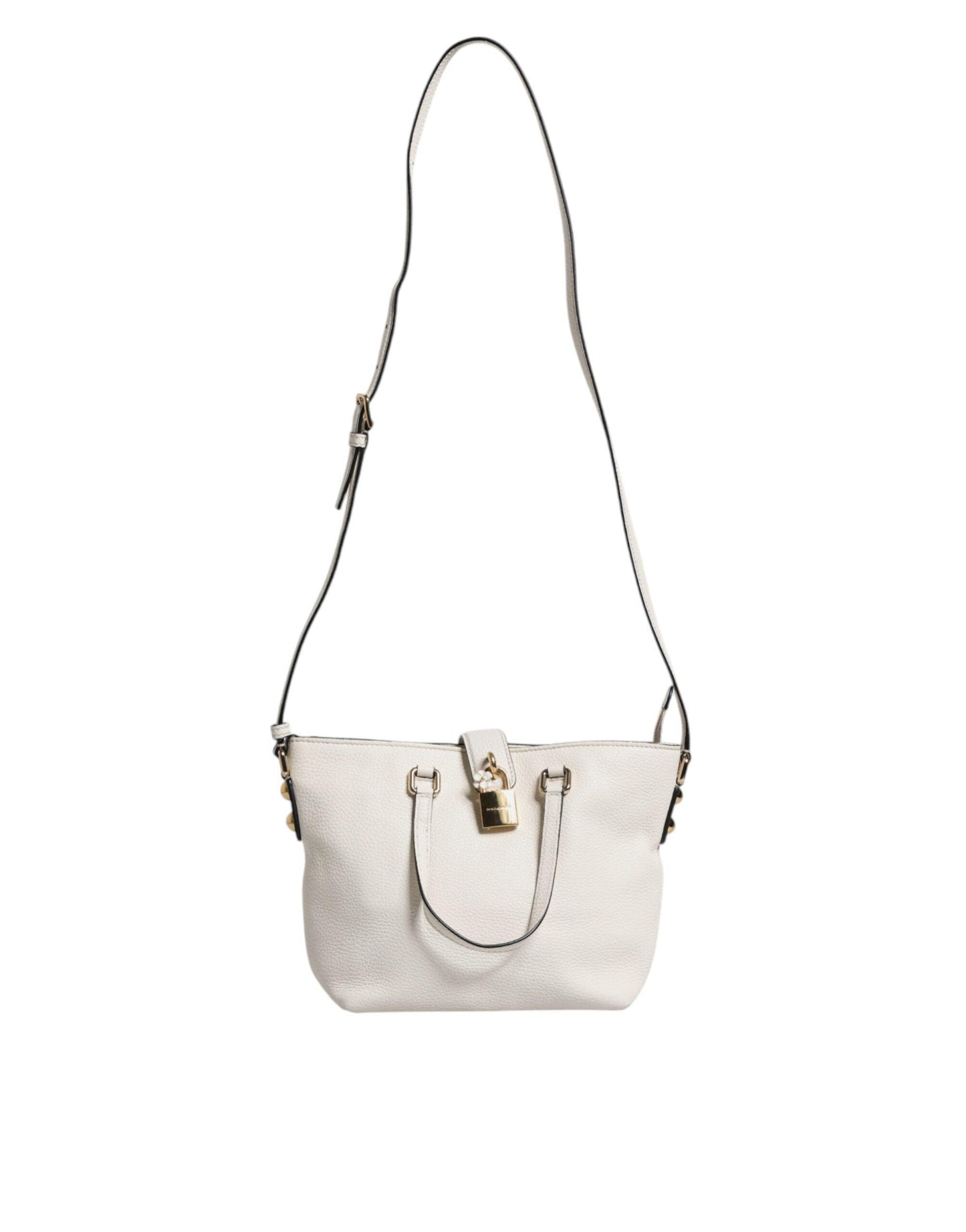 Dolce & Gabbana White Leather Top Handle Tote Crossbody Bag - Arichezz.store