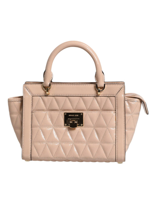 Michael Kors Peach Quilted Leather Logo Crossbody VIVIANNE Messenger Bag - Arichezz.store