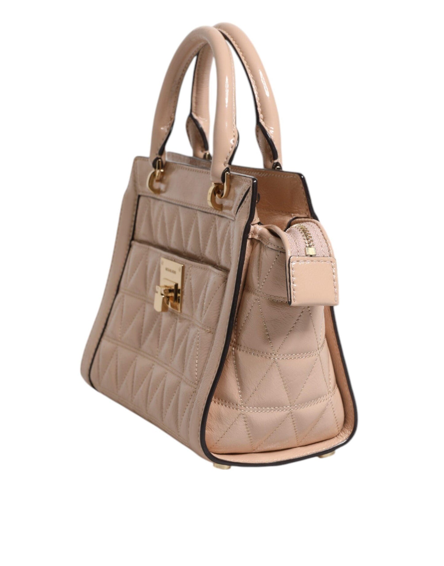 Michael Kors Peach Quilted Leather Logo Crossbody VIVIANNE Messenger Bag - Arichezz.store