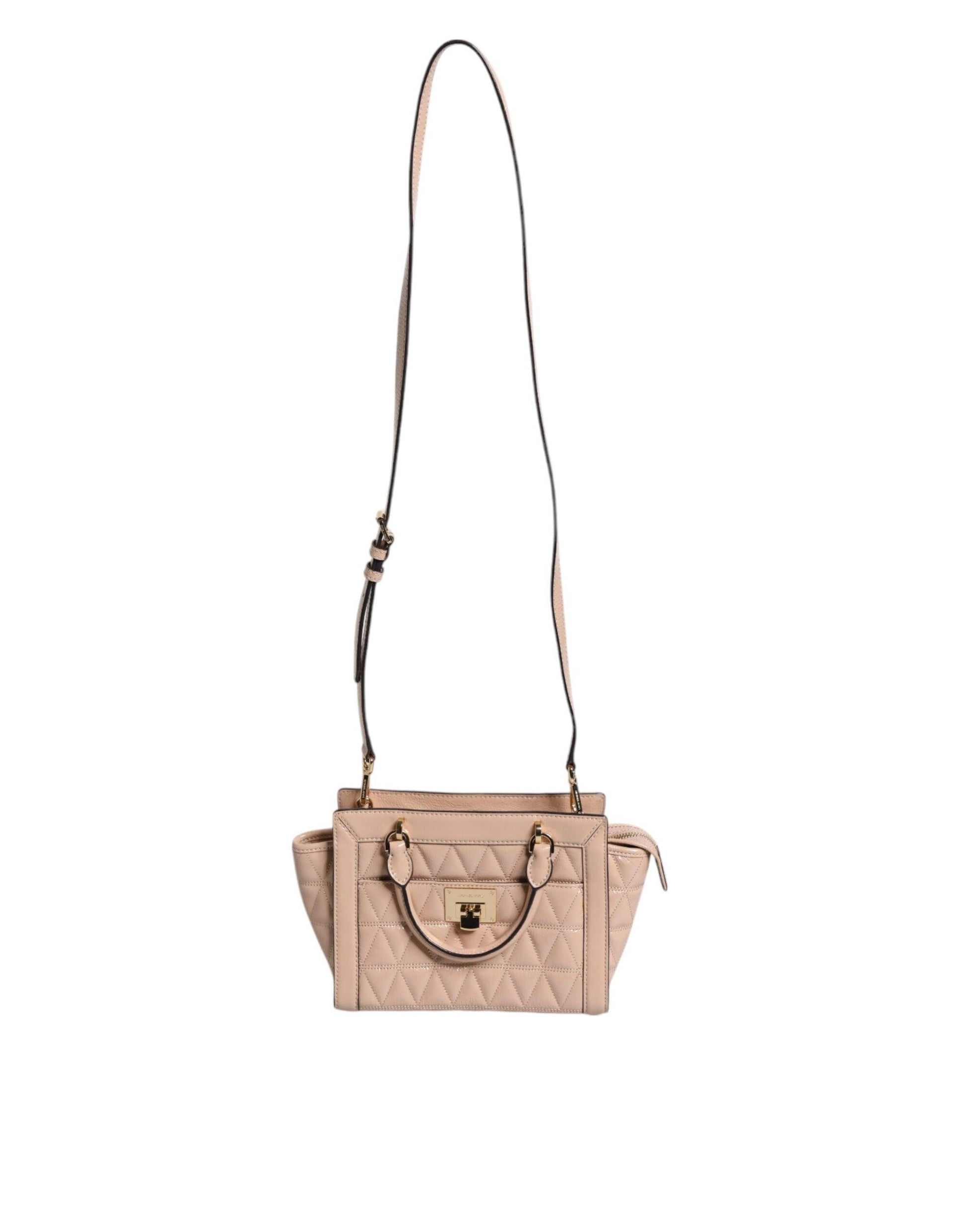 Michael Kors Peach Quilted Leather Logo Crossbody VIVIANNE Messenger Bag - Arichezz.store