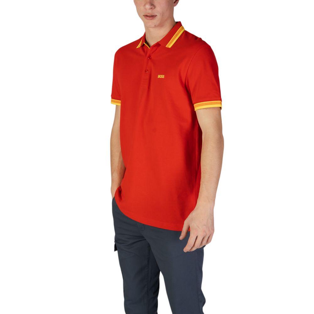 Hugo Boss Red Cotton Polo Shirt - Arichezz.store