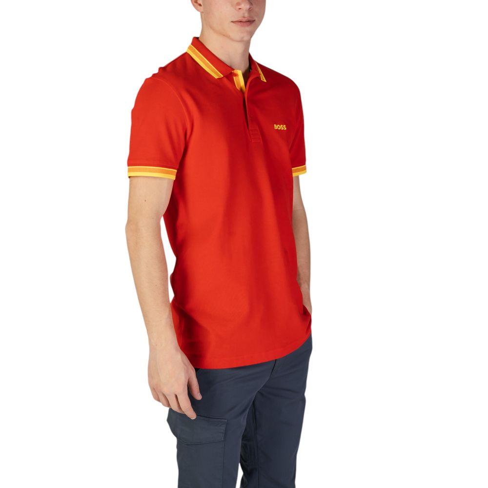 Hugo Boss Red Cotton Polo Shirt - Arichezz.store