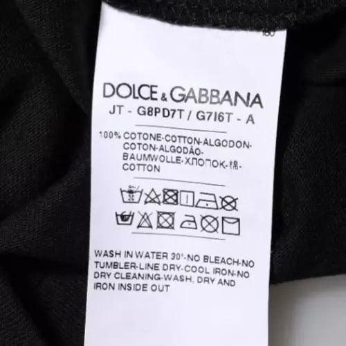 Dolce & Gabbana Black Logo Print Cotton Crew Neck T-shirt - Arichezz.store