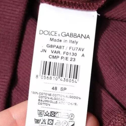 Dolce & Gabbana Maroon Cotton Sleeveless Round Neck Tank T-shirt - Arichezz.store