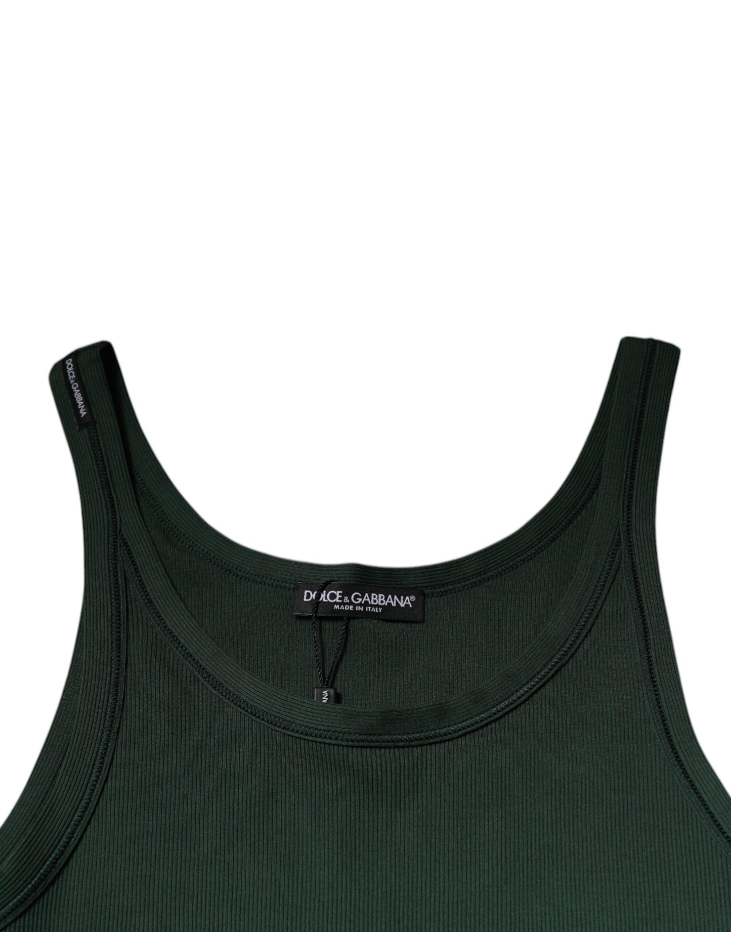 Dolce & Gabbana Green Cotton Sleeveless Round Neck Tank T-shirt - Arichezz.store