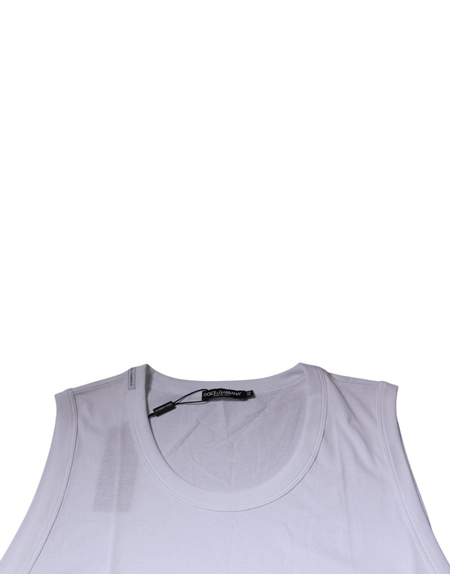 Dolce & Gabbana White Cotton Sleeveless Round Neck Tank T-shirt - Arichezz.store