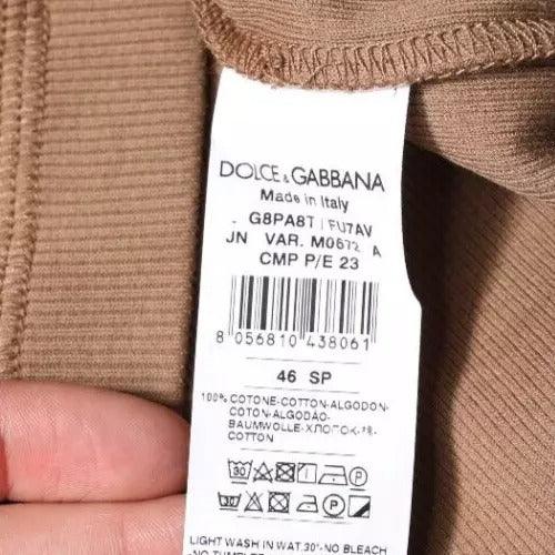 Dolce & Gabbana Brown Cotton Sleeveless Round Neck Tank T-shirt - Arichezz.store