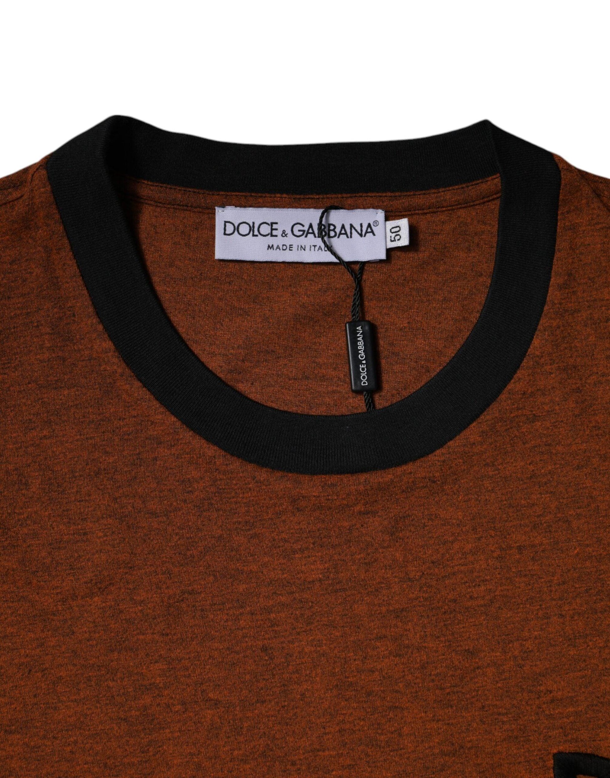 Dolce & Gabbana Brown DG Logo Polyester Crew Neck T-shirt - Arichezz.store