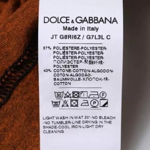 Dolce & Gabbana Brown DG Logo Polyester Crew Neck T-shirt - Arichezz.store