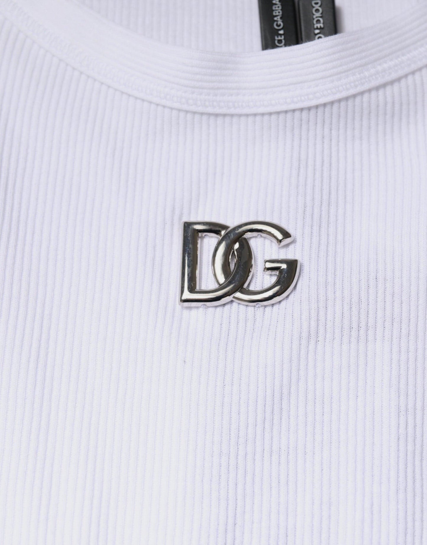 Dolce & Gabbana White Cotton DG Sleeveless Round Neck T-shirt - Arichezz.store