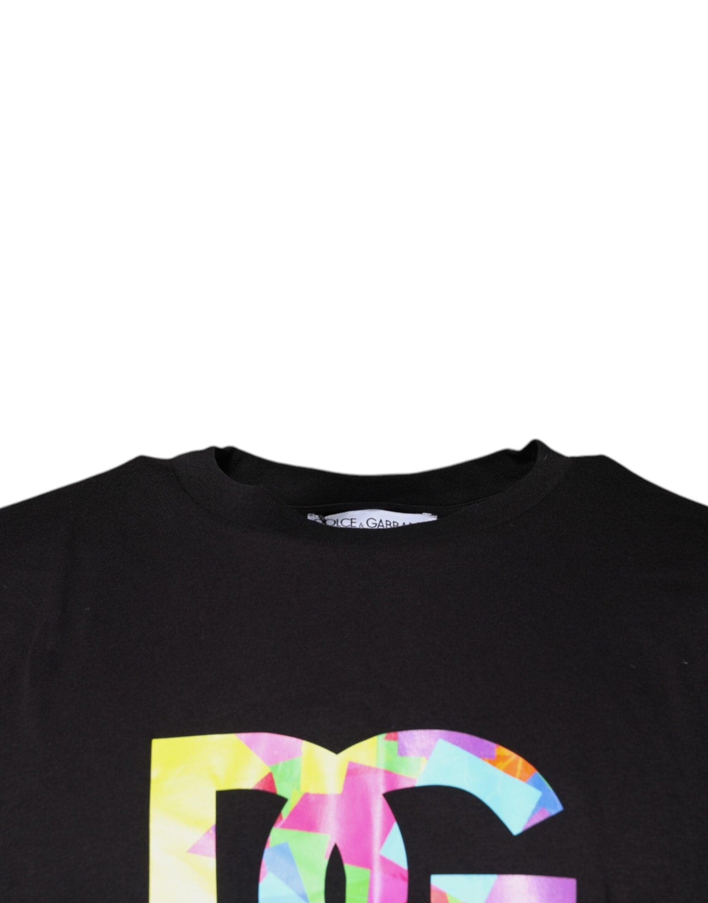 Dolce & Gabbana Black Logo Print Cotton Crew Neck T-shirt - Arichezz.store