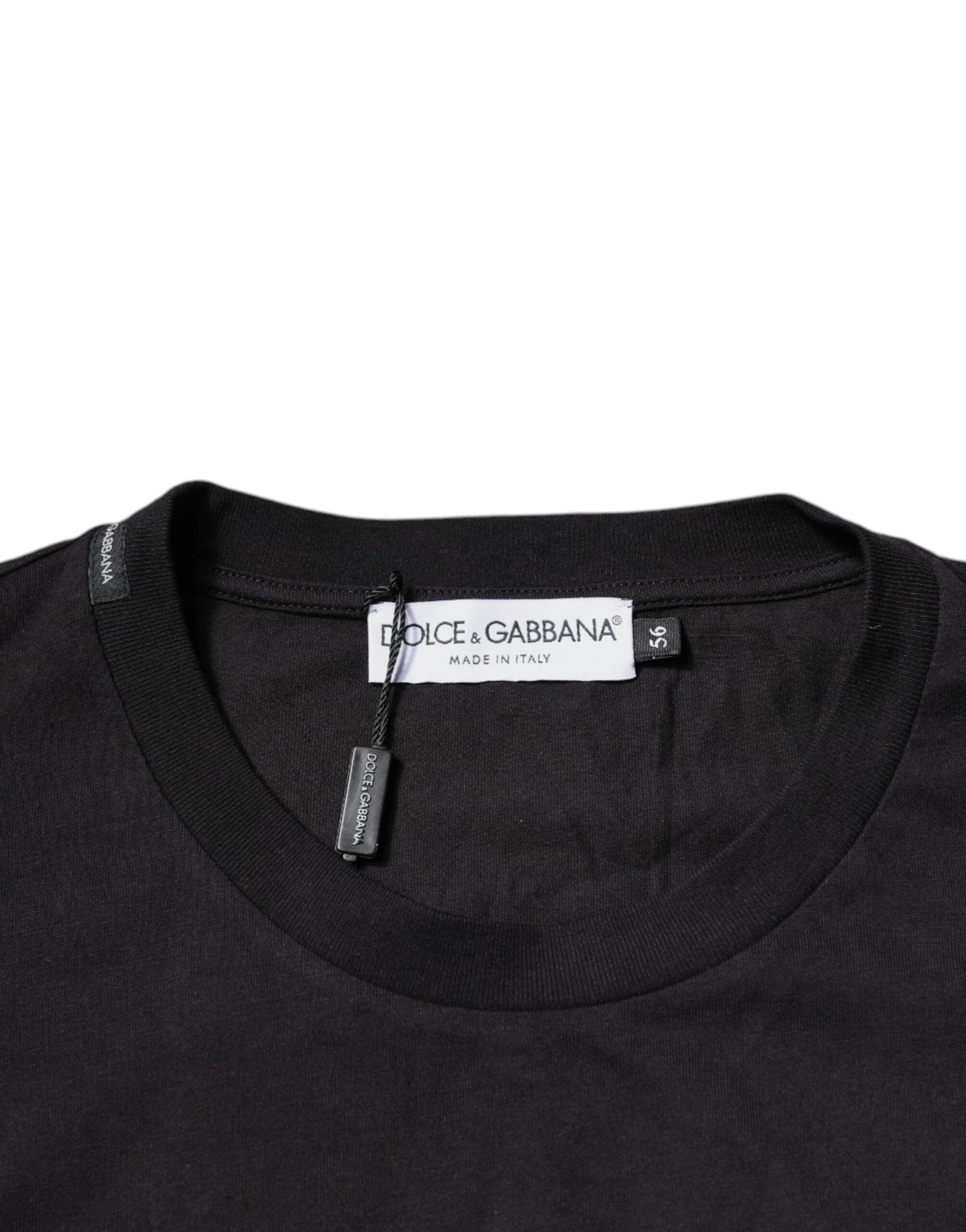 Dolce & Gabbana Black Logo Print Cotton Crew Neck T-shirt - Arichezz.store