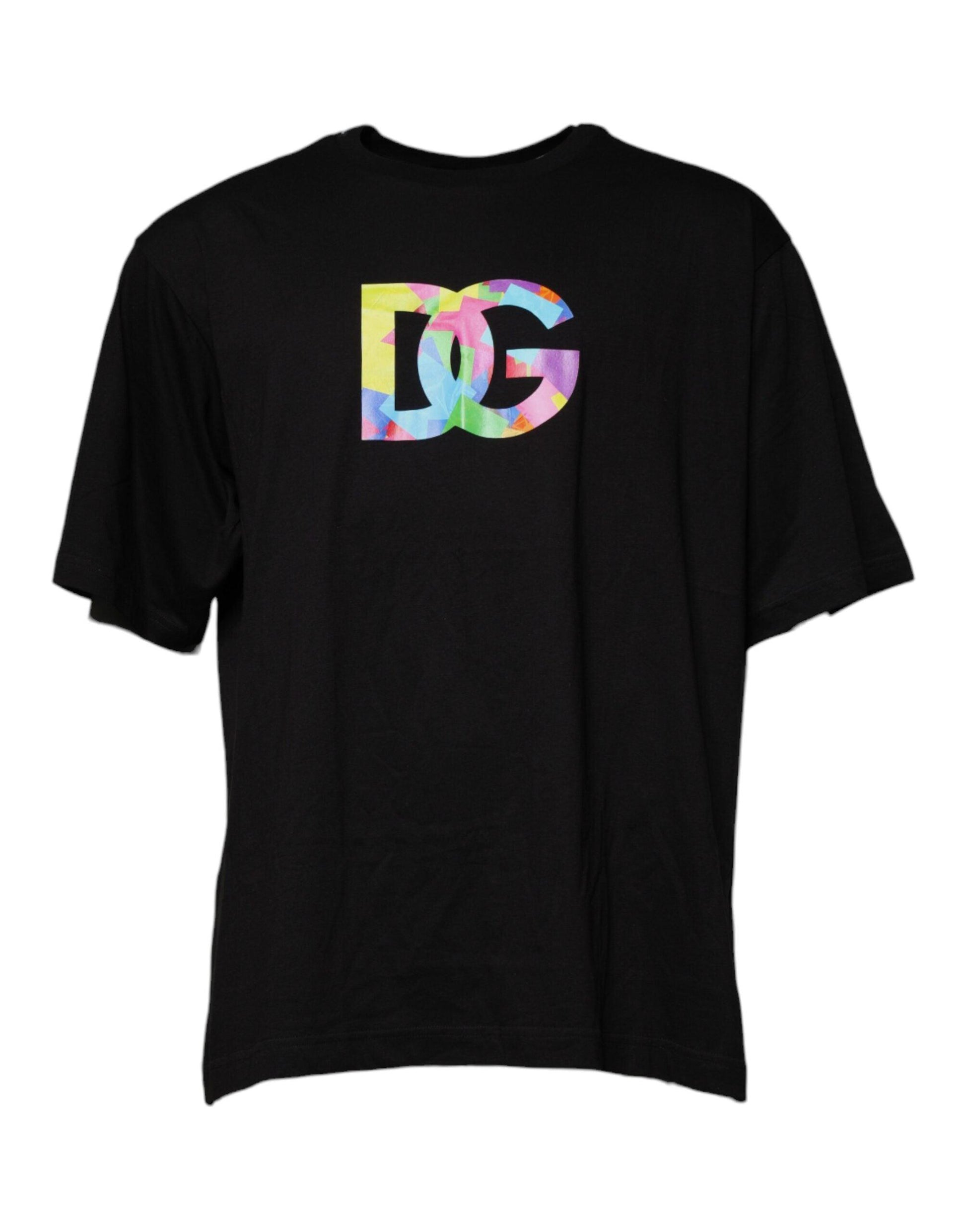 Dolce & Gabbana Black Logo Print Cotton Crew Neck T-shirt - Arichezz.store