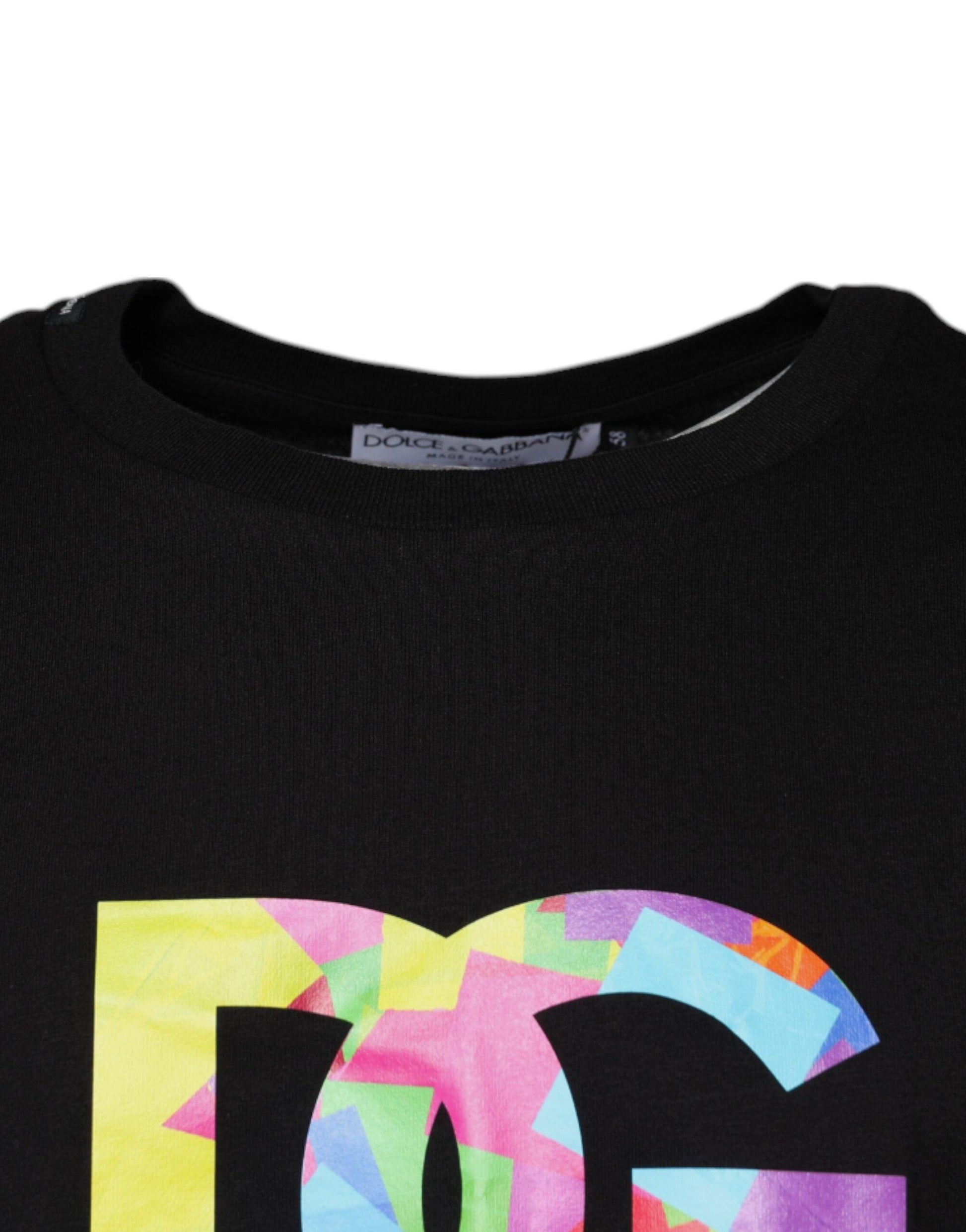 Dolce & Gabbana Black Logo Print Cotton Crew Neck T-shirt - Arichezz.store