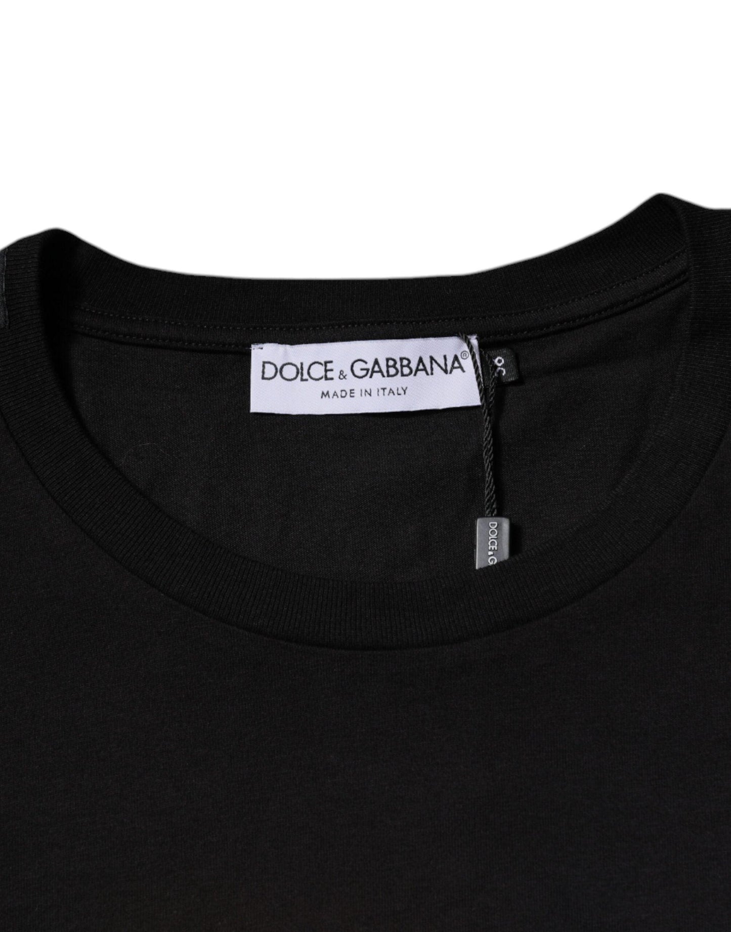 Dolce & Gabbana Black Logo Print Cotton Crew Neck T-shirt - Arichezz.store