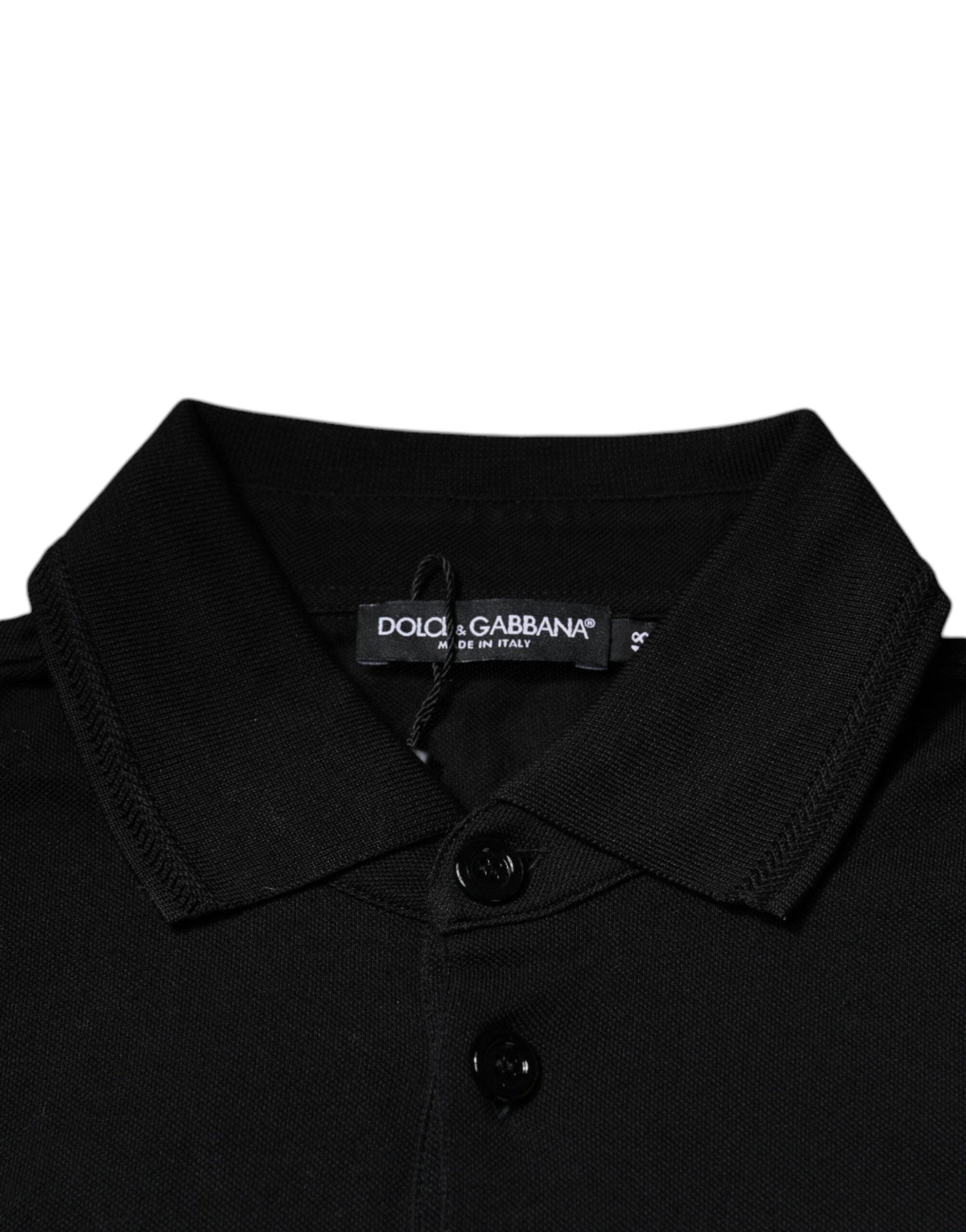 Dolce & Gabbana Black Collared Short Sleeves Polo T-shirt - Arichezz.store