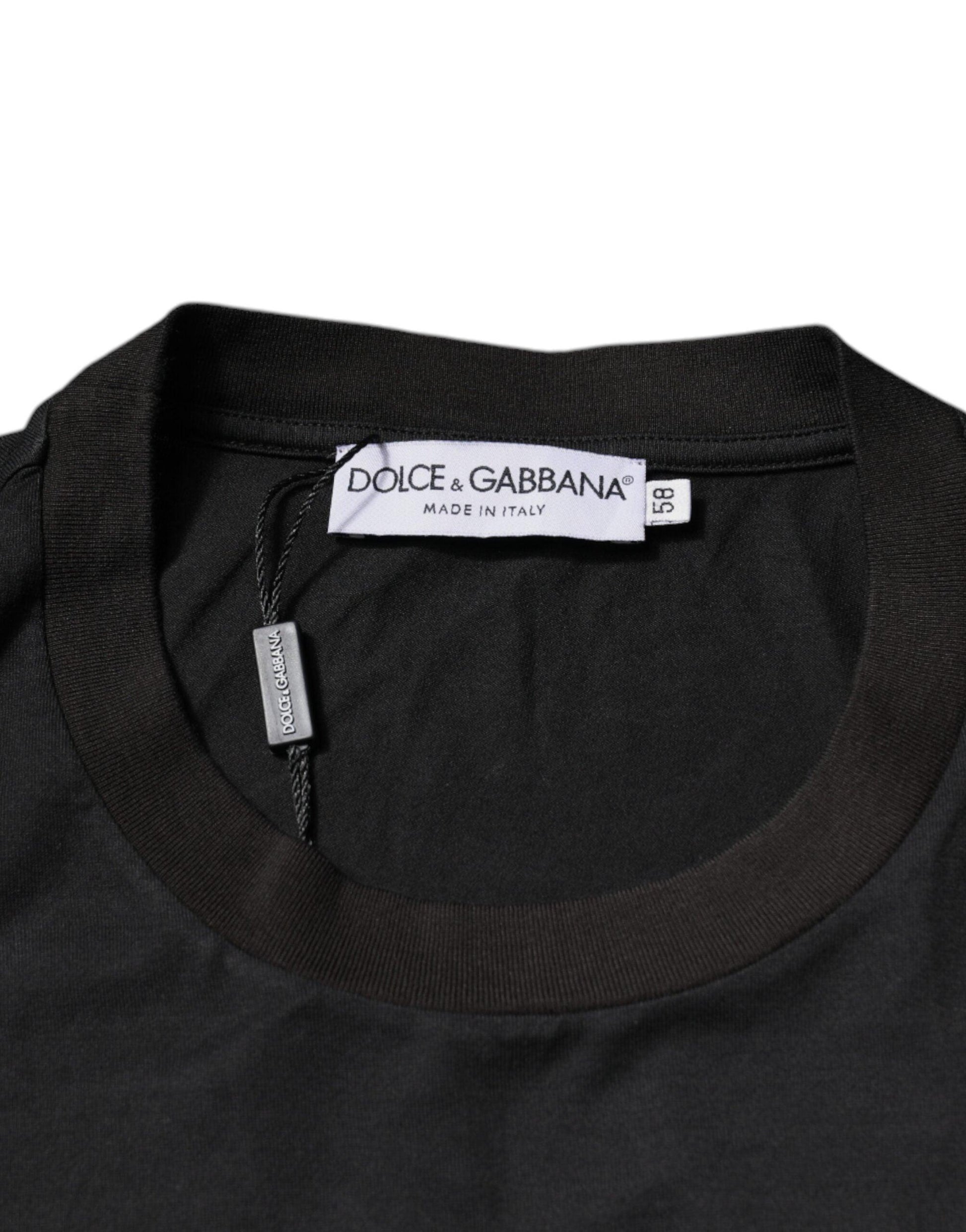 Dolce & Gabbana Black Logo Crew Neck Short Sleeves T-shirt - Arichezz.store