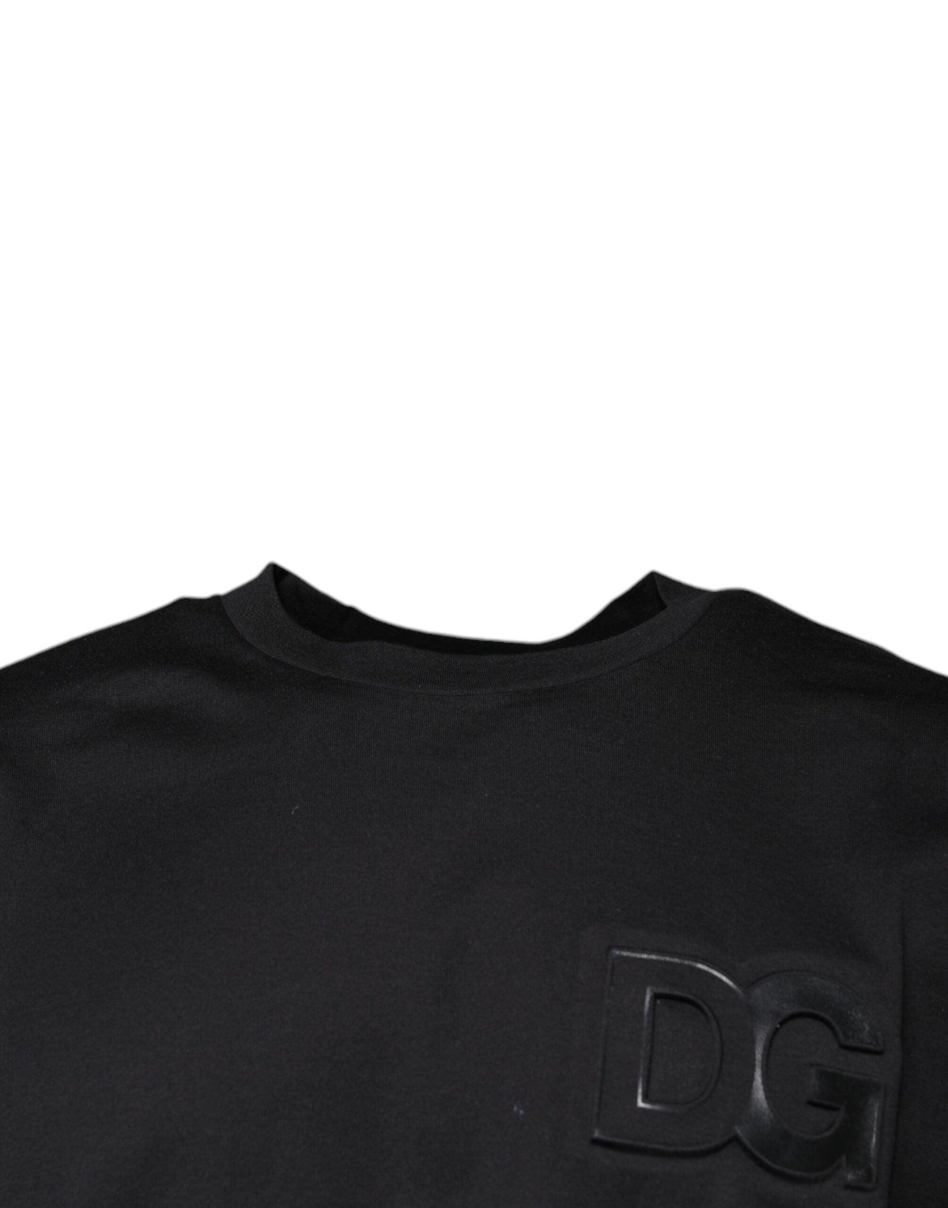 Dolce & Gabbana Black DG Logo Print Cotton Crew Neck T-shirt - Arichezz.store