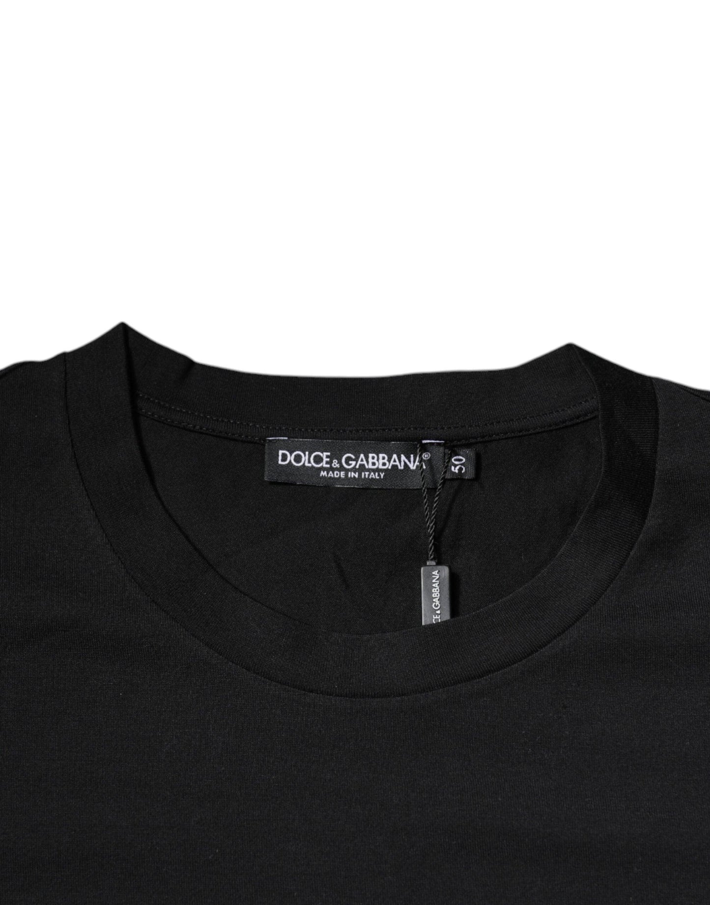 Dolce & Gabbana Black DG Logo Print Cotton Crew Neck T-shirt - Arichezz.store