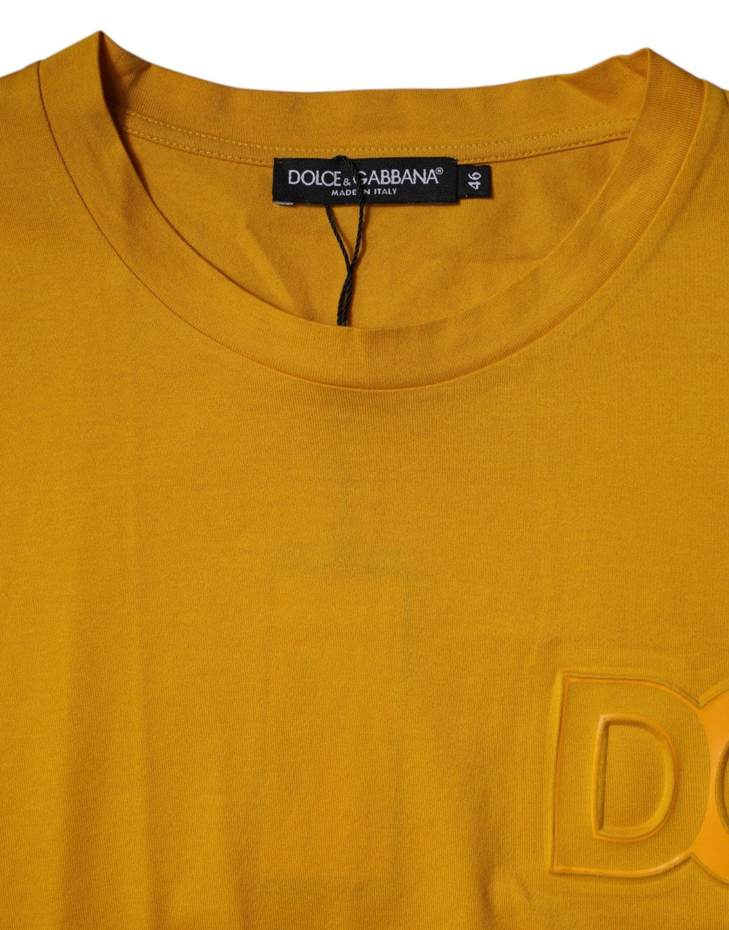 Dolce & Gabbana Dark Yellow Logo Crew Neck Short Sleeves T-shirt - Arichezz.store