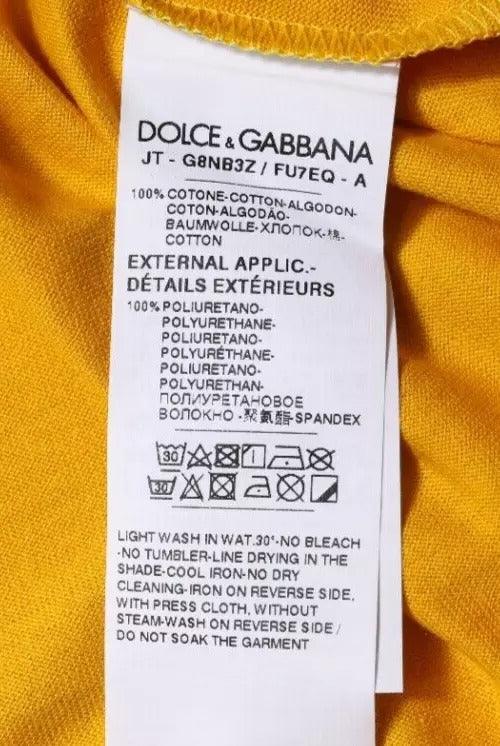 Dolce & Gabbana Dark Yellow Logo Crew Neck Short Sleeves T-shirt - Arichezz.store