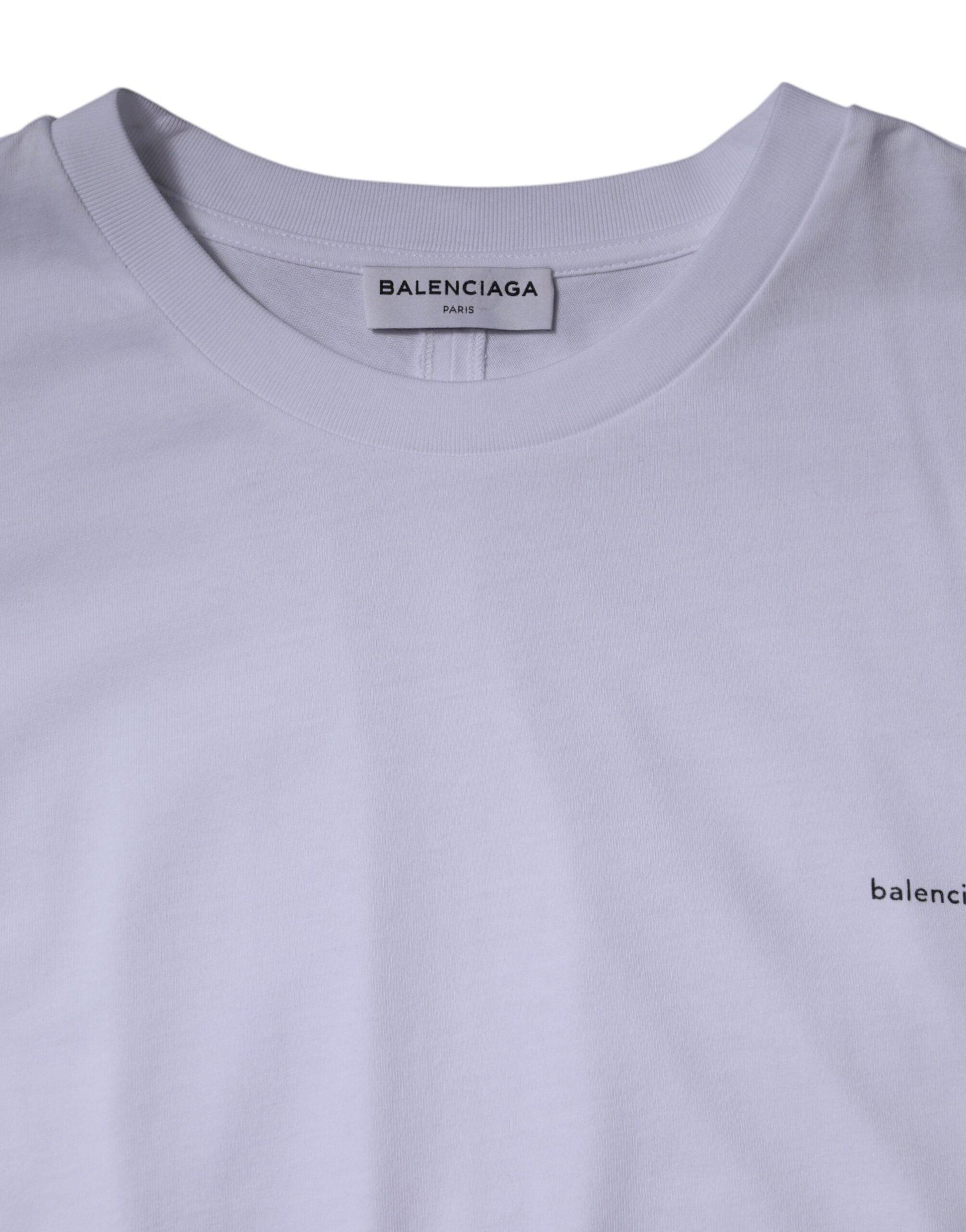 Balenciaga White Logo Cotton Crew Neck Short Sleeves T-shirt - Arichezz.store