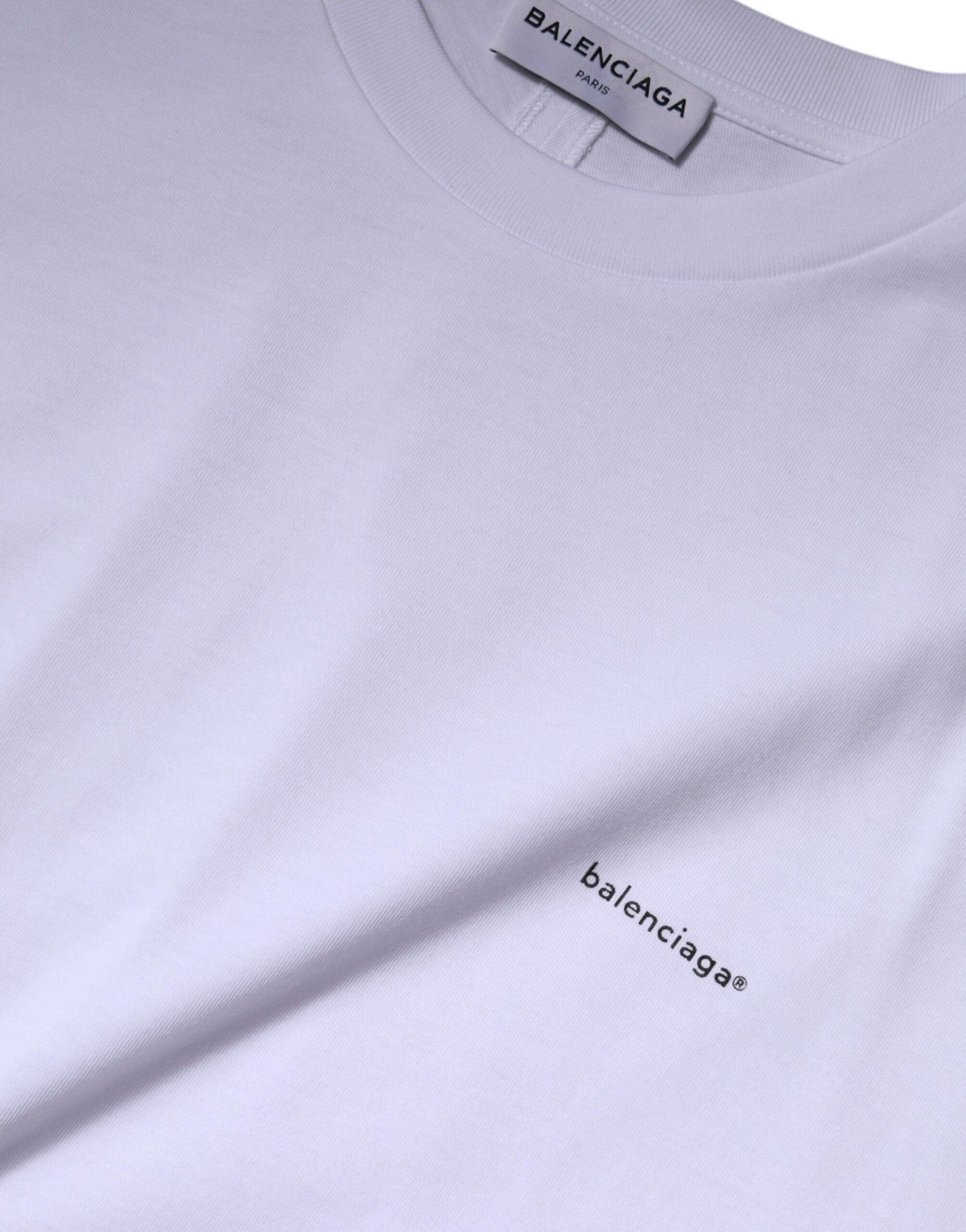 Balenciaga White Logo Cotton Crew Neck Short Sleeves T-shirt - Arichezz.store