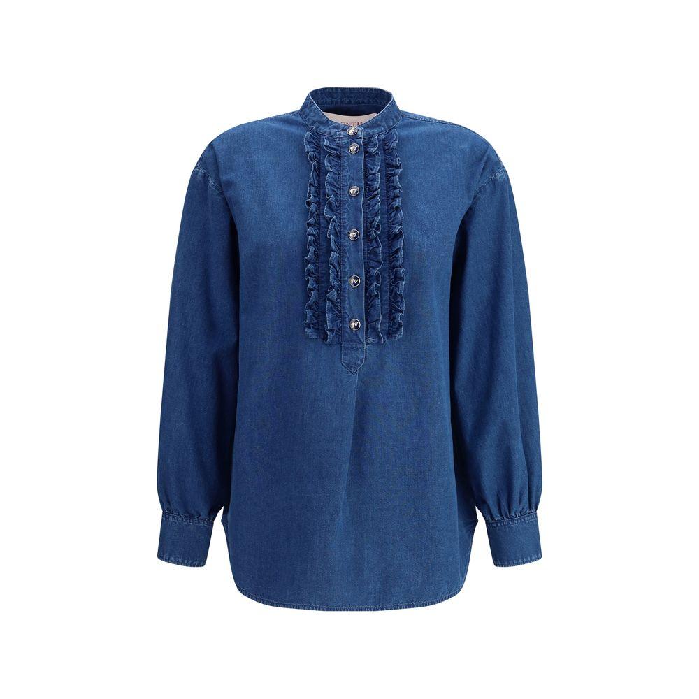 Valentino Pap Ruffle denim Shirts - Arichezz.store