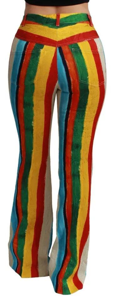 Dolce & Gabbana Multicolor Flared Riga Pittorica Pants - Arichezz.store