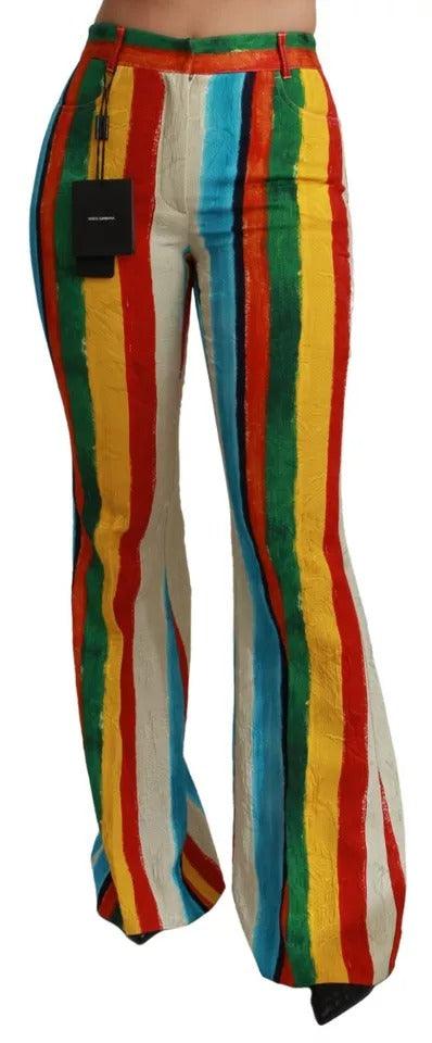 Dolce & Gabbana Multicolor Flared Riga Pittorica Pants - Arichezz.store