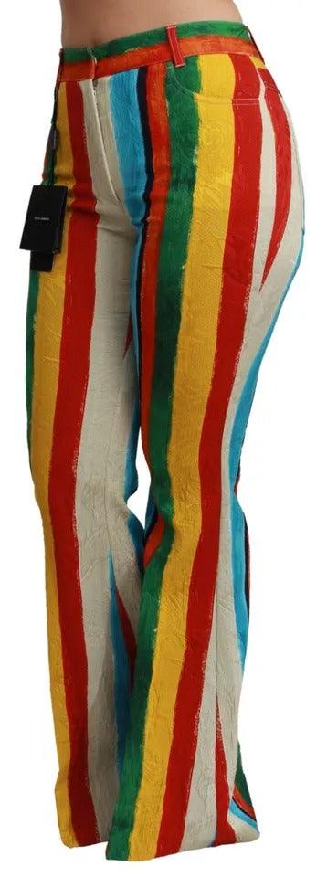 Dolce & Gabbana Multicolor Flared Riga Pittorica Pants - Arichezz.store