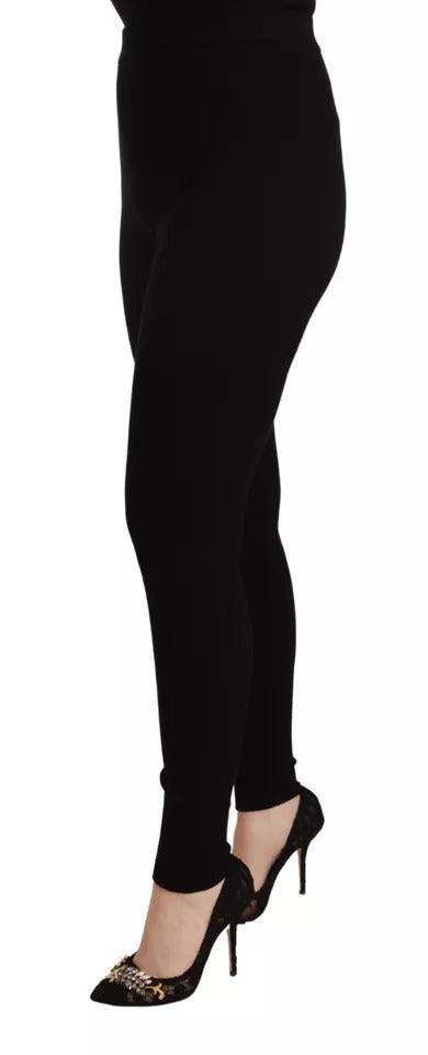 Dolce & Gabbana Black High Waist Stretch Tights Pants - Arichezz.store