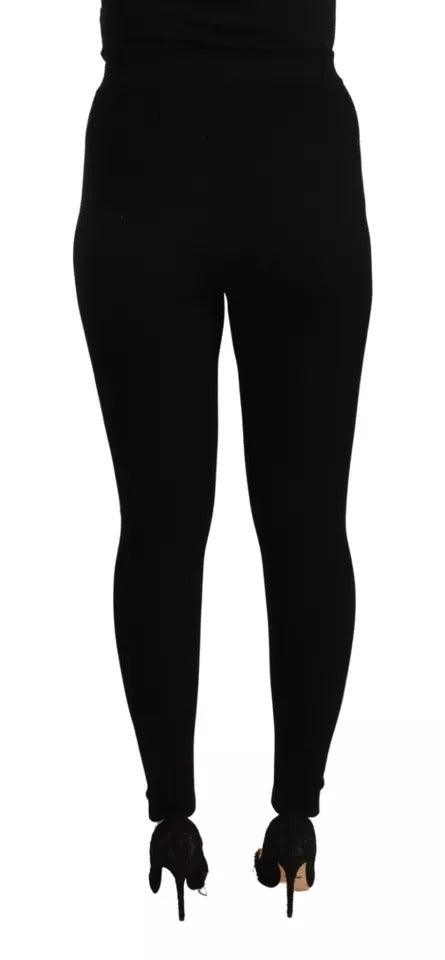 Dolce & Gabbana Black High Waist Stretch Tights Pants - Arichezz.store