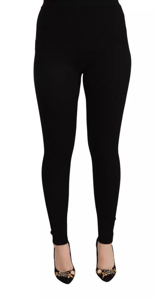 Dolce & Gabbana Black High Waist Stretch Tights Pants - Arichezz.store