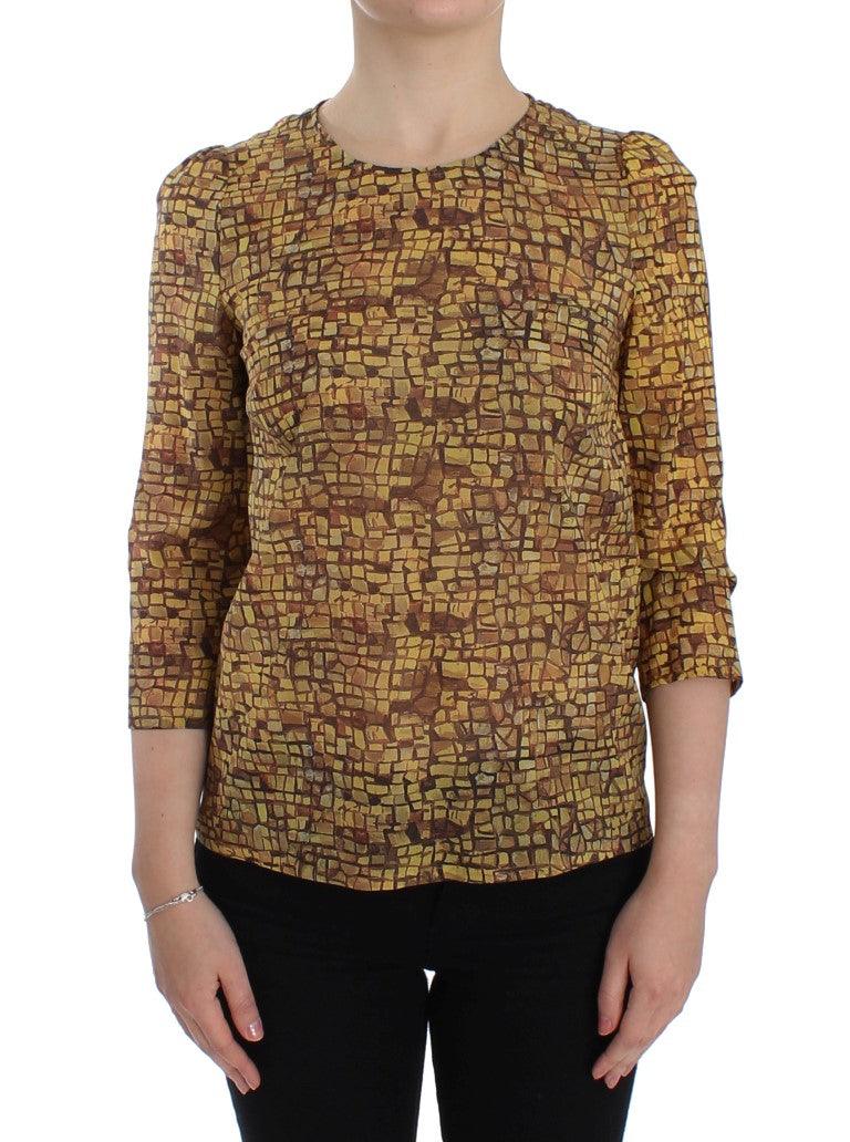 Dolce & Gabbana Sicilian Mosaic Print Silk Blouse - Arichezz.store