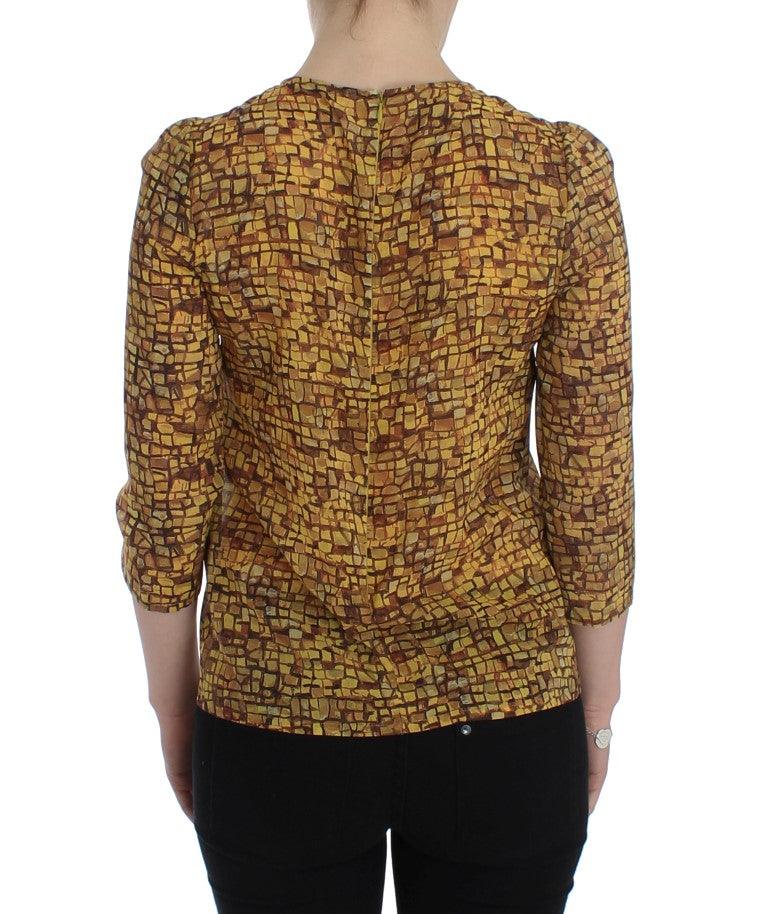 Dolce & Gabbana Sicilian Mosaic Print Silk Blouse - Arichezz.store