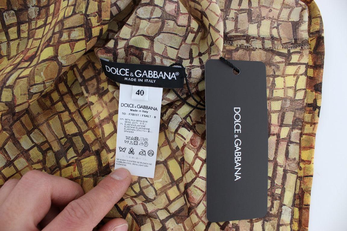 Dolce & Gabbana Sicilian Mosaic Print Silk Blouse - Arichezz.store