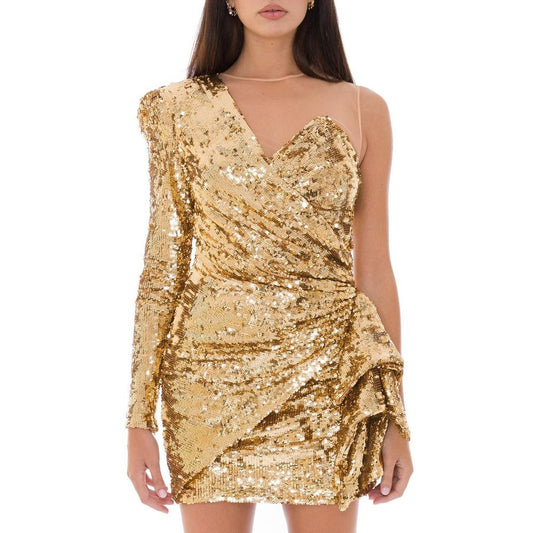 Elisabetta Franchi Yellow Polyamide Sequined Dress