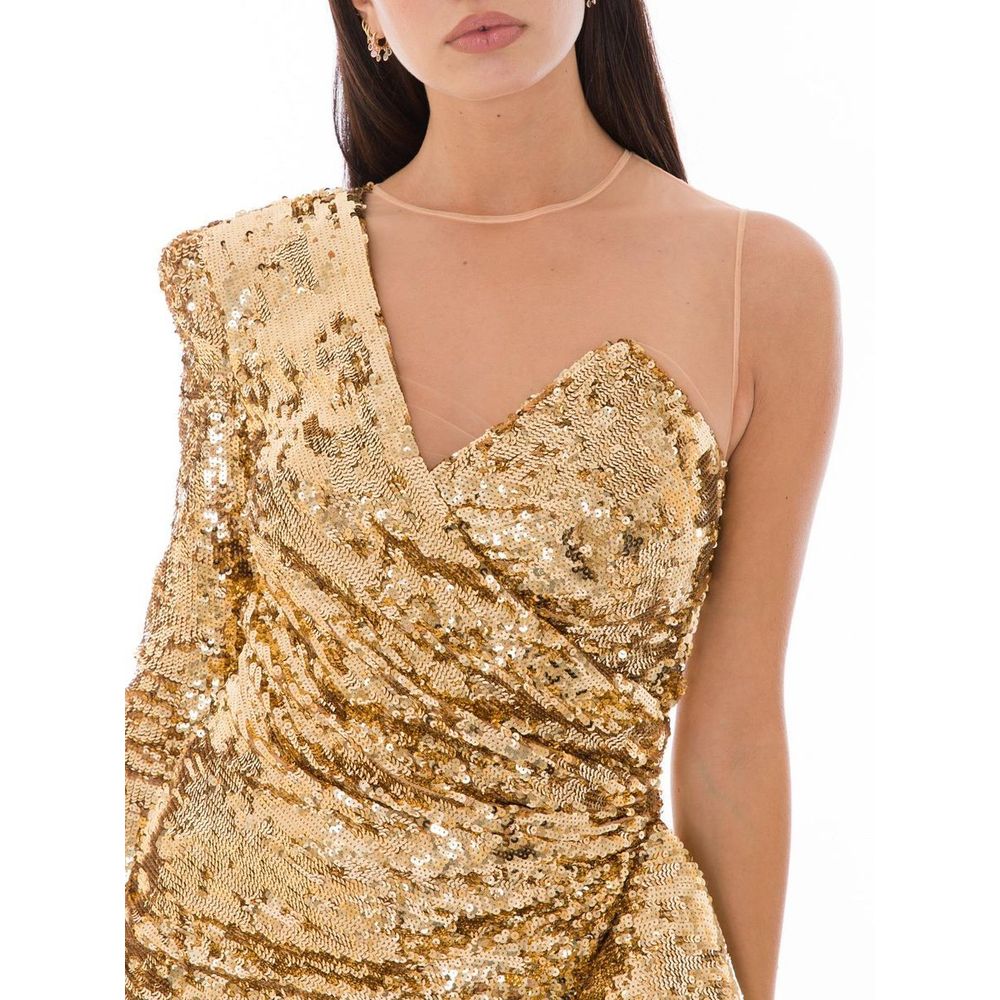 Elisabetta Franchi Yellow Polyamide Sequined Dress