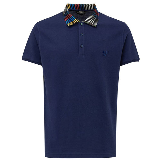 Fendi Blue 66 Cotton Polo Shirt